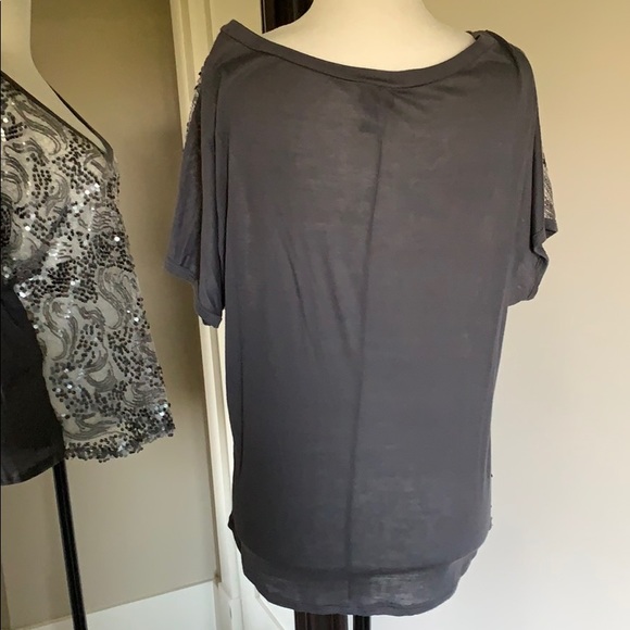 🔥 2 for 30🔥Steel grey/pewter sequinned sheer top - Picture 2 of 5